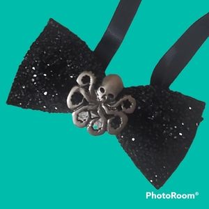 Steampunk octopus mens rhinestones  bowtie wedding Halloween black bling groom